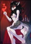  1_anthro 1_female 1_female_anthro 1_girl 4_toes 5_fingers anthro anthro_canine anthro_wolf black_hair breasts candle canine cute d-oublehelix featureless_crotch female female_anthro_wolf fire fur furry hot indoors long_hair looking_at_viewer magic nipples nude red_eyes sitting smile solo twilight-goddess wolf 