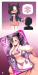  1girl big_breasts bikini black_hair blush breasts game_freak marnie_(pokemon) nintendo pokemon short_hair swimsuit 