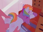  2013 anal anal_penetration anus bent_over clothing duo equine female friendship_is_magic furry gif hair hetero horse lumo male multicolored_hair my_little_pony penetration pony rainbow_dash rainbow_hair testicles 