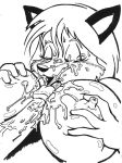  big_breasts black_and_white breasts canine closed_eyes cum cum_in_mouth cum_on_breasts cum_on_face cumshot disembodied_penis female fox furry monochrome nipples open_mouth orgasm paizuri penis 