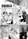 big_breasts breasts comic cum cumshot erection fellatio kissing michiyoshi miles_&quot;tails&quot;_prower monochrome nipples oral penis riding rouge_the_bat sex sonic_(series)