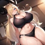  big_breasts happy looking_at_viewer qmai_(artist) yellow_hair 
