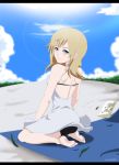  annria2002 ass blonde_hair blue_eyes breasts kingdom_hearts looking_back namine smile solo swimsuit 