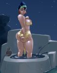  bathing bedroom_eyes black_hair blue_eyes brown_skin chicha disney earrings gausscannon headband horny milf sexy sexy_ass sexy_body sexy_breasts smirk the_emperor&#039;s_new_groove wet_clothes 