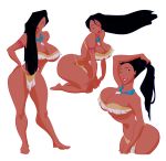 1girl ass belly belly_button big_ass big_breasts big_hips big_lips black_eyes black_hair cleavage curvy curvy_figure dark-skinned_female dark_skin disney disney_princess female_only hips human human_only lipstick long_hair native_american necklace pocahontas pocahontas_(character) red_lips red_lipstick red_skin skimpy skimpy_clothes slb smile tan_skin thick_ass thick_hips thick_thighs thighs