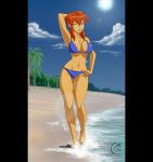 beach bikini breasts kiva kiva_andru mangrowing megas_xlr ocean palm_tree solo swimsuit