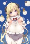  1girl 1girl :d animal_ears bangs bare_shoulders big_breasts blonde breasts deto elbow_gloves eyebrows_visible_through_hair gloves hair_ornament hairclip high_resolution hololive horns long_hair looking_at_viewer open_mouth purple_eyes sheep_ears sheep_horns smile tsunomaki_watame virtual_youtuber 