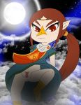  bluelimelight brown_hair medli pussy red_eyes smile solo the_legend_of_zelda the_wind_waker 