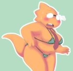 1_girl 1girl 2020s 2022 adorable alphys alphys_(undertale) anthro anthro_only aruput aruput_ut belly big_breasts bikini bikini_bottom bikini_top blush bodily_fluids breasts buckteeth cameltoe chubby chubby_anthro chubby_female clothed clothing cute deep_navel eyewear female female_anthro female_only front_view frown glasses green_background green_bikini green_bikini_bottom green_bikini_top high_res lizard lizard_girl lizard_tail micro_bikini monster monster_girl navel neck_tie necktie necktie_between_breasts nervous non-mammal_breasts open_frown open_mouth polka_dot polka_dot_bikini portrait pussy reptile reptile_girl reptile_tail scales scalie shortstack simple_background skimpy slightly_chubby solid_color_background solo solo_anthro solo_female string_bikini sweat swimsuit swimwear tail teeth thick_tail thick_thighs three-quarter_portrait three-quarter_view undertale undertale_(series) wide_hips yellow_body yellow_scales yellow_skin