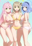  3_girls :d :o absurd_res ahoge ako_(blue_archive) ass big_breasts bikini black_bow blue_archive blue_eyes blue_hair blue_hairband bow braid breasts brown_hair butt_crack crossed_arms female_only front-tie_bikini_top front-tie_top glastonbury1966 gradient_background green_eyes hair_bow hair_bun hairband halo hanako_(blue_archive) hand_on_another&#039;s_hip high_res leaning_forward long_hair looking_at_viewer multiple_girls navel nonomi_(blue_archive) nonomi_(swimsuit)_(blue_archive) pink_bikini pink_hair side-tie_bikini_bottom side_braid sideboob single_side_bun smile standing stomach swimsuit thighs very_long_hair white_bikini white_bow yellow_bikini 
