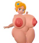 1girl 3d 3d_(artwork) alpha_channel areolae big_breasts black_eyes blonde_hair blush brawl_stars breasts clitoris completely_nude cowboy_shot dra111_(artist) embarrassed eyelashes female female_only hair hair_bun hair_ornament huge_breasts huge_nipples looking_at_viewer navel nipples nude nude_female piper_(brawl_stars) pussy short_hair solo transparent_background wavy_mouth