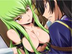  1boy 1girl aquamu assertive bdsm bondage bound breasts c.c. cc censored cleavage code_geass femdom foreplay green_hair kallen_stadtfeld lelouch_lamperouge licking_lips naughty_face naughty_smile penis rope thighhighs tied_up tongue tongue_out yamagarasu yellow_eyes 