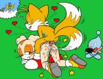  cheese_the_chao cream_the_rabbit green_background miles_&quot;tails&quot;_prower multiple_tails sega simple_background sonic_(series) sonic_team tail 