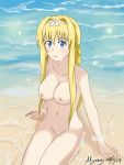  alice_schuberg alluring beach breasts hot nude posing sexy sword_art_online wet 