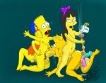  all_fours anal anus ass bart_simpson bisexual crossdressing dildo fellatio from_behind incest jessica_lovejoy lisa_simpson milhouse_van_houten nude oral penis pussy surprised tears testicles the_simpsons wirekisser_(artist) yellow_skin 