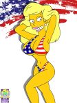 american_flag_bikini big_breasts blonde_hair cleavage huge_breasts lizardsharkragon solo_female the_simpsons titania_(the_simpsons) yellow_skin