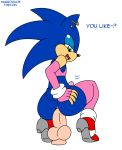  anal anal_masturbation anal_penetration anthro ass big_ass blue_hair bottomless crossdressing dildo english_text erection girly green_eyes habbodude hair hedgehog looking_at_viewer looking_back male masturbation penetration penis sega sex_toy smile solo sonic_(series) sonic_the_hedgehog testicles text thecon 
