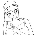 1girl black_and_white blush blush_lines eyebrows_visible_through_hair female_focus female_only horny in_heat kiaradraws my_story_animated nipples simple_background star_(symbol) stellar_(my_story_animated) white_background
