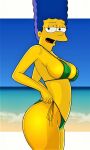 ass bikini blue_hair breasts evilweazel_(artist) marge_simpson milf the_simpsons thighs yellow_skin