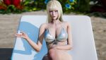  1girl alluring beach big_breasts bikini blonde_hair blue_eyes emilie_de_rochefort honey_select namco sand tekken 