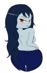  adventure_time ass blue_hair bluelimelight grey_skin marceline red_eyes smile solo topless 