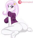  1_girl 1girl barefoot big_breasts blush bottomless breasts equestria_girls female female_only fleur_de_lis fleur_de_lis_(mlp) friendship_is_magic long_hair looking_at_viewer my_little_pony no_panties partially_clothed pussy raydonxd sideboob solo white_background 