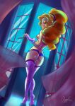 1_girl 1girl adagio_dazzle adagio_dazzle_(eg) ass equestria_girls female female_only friendship_is_magic indoors long_hair looking_at_viewer mostly_nude my_little_pony no_bra older older_female olyagon33 panties solo standing stockings young_adult young_adult_female young_adult_woman