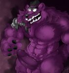  1boy 2015 4_fingers abs animatronic balls bear big_penis black_hat black_nails black_nose erection five_nights_at_freddy&#039;s five_nights_at_freddy&#039;s_2 fur gay glowing_eyes hat hi_res lagomorph long_tongue machine male male_only mammal muscle muscles muscular muscular_male oil_saliva purple_body purple_fur purple_hat robot robotic_arm robotic_reveal saliva shadow_freddy_(fnaf) sharp_teeth six_pack solo tail thick_penis thick_thighs tongue tongue_out ursid video_games white_eyes yaoi 