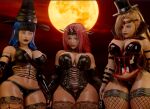  3_girls 3d alluring bare_shoulders big_breasts big_breasts black_hair blonde blue_hair breasts choker cleavage clothed corset curvy elbow_gloves fingerless_gloves fishnets halloween hat headband high_resolution hinata hinata_hyuuga ino_yamanaka latex legs lip_piercing lipstick makeup naruto naruto_shippuden non-nude nose_piercing piercing pink_hair pointed_ears revealing_clothes sakura sakura_haruno sexy skimpy_clothes slut spikes stockings thick thick_thighs thong two_tone_hair whore wide_hips witch witch_hat 