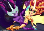  1girl 2_girls alicorn_horn alicorn_wings areola big_breasts breasts choker clitoris dark_persona daydream_shimmer daydream_shimmer_(eg) daydream_shimmer_(mlp) demon_girl energy_hair energy_wings equestria_girls equestria_untamed erect_nipples face_mask female/female female_focus female_only firm_breasts friendship_games friendship_is_magic green_eyes grin hasbro high_res high_resolution hourglass human midnight_sparkle moaning moaning_in_pleasure my_little_pony nipples purple_eyes purple_skin pussy pussy_ejaculation pussy_juice red_hair scissoring sex shoes shoes_only smile smiling_at_another sunset_shimmer super_form tribadism twilight_sparkle_(mlp) two_tone_hair unicorn_horn yellow_skin yuri 