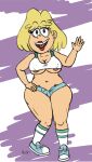 1girl big_breasts blonde blonde_hair blushdraws breasts caucasian caucasian_female clothed cosplay crossover crossover_cosplay curvy curvy_female curvy_figure daisy_dukes disney disney_channel disney_xd eyelashes female footwear green_socks hand_on_hip jackie_lynn_thomas jackie_lynn_thomas_(cosplay) light-skinned light-skinned_female light_blue_shoes light_skin lipstick long_socks mama mature mature_female milf mother nickelodeon revealing_clothes rita_loud sexually_suggestive shoes short_hair shorts slutty_outfit smile socks solo_female sport_shoes star_vs_the_forces_of_evil stockings the_loud_house topwear voluptuous wide_hips your_slut_daughter