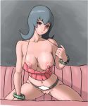  belt breasts nipples pokemon pokemon_hgss pussy red_eyes sabrina sabrina_(pokemon) wristbands 