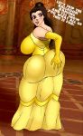  ass beauty_and_the_beast big_ass big_breasts breasts dat_ass disney dress horny jay-marvel lips looking_at_viewer princess_belle text 