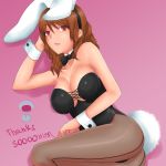  1girl animal_ears breasts brown_hair bunny_ears bunnysuit cissnei cleavage crisis_core_final_fantasy_vii deep_dive_algorithm final_fantasy final_fantasy_vii hits large_breasts pantyhose red_eyes rokuichi solo 
