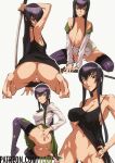  1girl anus areola ass bangs bare_shoulders barefoot bent_knees big_breasts black_bow black_bowtie black_neckwear black_shirt black_tank_top blue_eyes bottomless bow bowtie breast_grab breast_lift breasts busujima_saeko clavicle cleavage clitoris closed_mouth clothing deep_skin erect_nipples erect_nipples_under_clothes eyebrows_visible_through_hair feet flou from_behind grabbing grabbing_own_breast green_sailor_collar groin groping hair_between_eyes hand_on_hip high_resolution highschool_of_the_dead holding holding_sword holding_weapon katana lace-trimmed_legwear lace_trim legs legwear long_hair long_sleeves looking_at_viewer looking_back miniskirt mole_on_stomach multiple_views naked_shirt navel nipples no_bra no_shoes nopan off_shoulder on_floor open_clothes open_mouth open_shirt parted_lips patreon_username purple_hair purple_legwear pussy sailor_collar scabbard school_uniform sheath sheathed shirt shoulder_blades sideboob sidelocks simple_background sitting skirt smile soles standing stockings stomach sword tank_top thighs toes torn_clothes torn_legwear torn_skirt uncensored uniform very_long_hair wariza weapon weapon_on_back white_background white_shirt 