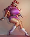  1girl 1girl 1girl breasts dc_comics female_only huge_breasts ph skirt starfire teen_titans thick_thighs waist_belt 