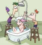  candace_flynn ferb_fletcher phineas_and_ferb phineas_flynn shower 