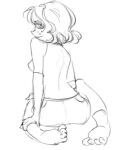 1girl artist_request back clothed clothes clothing disney disney_channel disney_xd drawn feet female freckles grin jackie_lynn_thomas looking_at_viewer looking_back monochrome need_color sfw short_hair shorts sketch smile solo solo_female star_vs_the_forces_of_evil uncolored unknown_artist