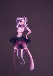  anthro blush breasts cutie_mark diamond_tiara erect_nipples fim friendship_is_magic grey_background hooves looking_at_viewer mlp multicolored_hair my_little_pony nipples panties purple_hair pussy pussy_juices simple_background skirt small_breasts solo tail tiara topless white_hair 
