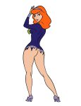 ass daphne_blake dress hairband looking_back orange_hair purple_clothing rorschach089 scooby-doo torn_clothes torn_dress