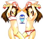  1girl armpit bikini blue_hair bottomless dawn pokemon teen topless 