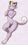  1girl 2016 alolan_meowth alolan_pokemon anthro anthrofied eyelashes fangs furry girly half-closed_eyes high_res humanoid_penis long_eyelashes looking_at_viewer male meowth nintendo nipples nude penis pokemon pokemon_sm red_eyes regional_variant ryunwoofie simple_background tail thick_bottom_lip uncut video_games web_address web_address_with_path wide_hips 