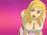  big_breasts blonde_hair breasts cleavage cristal_(the_boondocks) green_eyes solo tease the_boondocks 