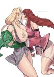 2_girls blonde_hair fuka fuka_(naruto) fuuka fuuka_(naruto) gigantic_breasts kissing lemonbizate naruto_shippuden red_hair transformation tsunade voluptuous yuri
