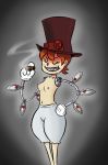1girl bloomers cigar closed_eyes female_only gottashitfast peacock_(skullgirls) simple_background skullgirls topless topless_female