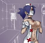  alinajames eyepatch huge_breasts nurse_cap nurse_uniform skullgirls surgical_mask valentine_(skullgirls) 