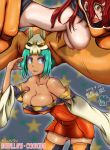  2girls breasts cerebella_(skullgirls) cleavage erin_fitzgerald gorilla&#039;s_cooking hair_over_one_eye hanging_breasts highres huge_breasts lab_zero_games large_breasts long_hair multiple_girls nipples parasoul_(skullgirls) red_hair skullgirls vaginal vice-versa_(skullgirls) yellow_eyes 