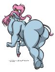 2002 ass bent_over big_ass big_thighs elephant female full_body furry hair hindpaw jilo nude overweight paws pink_hair plain_background plump ponytail solo tail_tuft trunk white_background wide_hips yellow_eyes