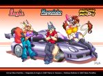 800x600 angie angie_(eltonpot) bovine canine car clothed eltonpot female fox furry laying_on_vehicle magolobo_(character) male mellany_mellons original wolf