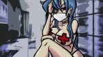  big_breasts eyepatch nurse_cap nurse_uniform skullgirls southpawper surgical_mask topless_(female) valentine_(skullgirls) 